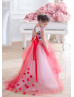 Floral Satin Petals Colorful Flower Girl Dress